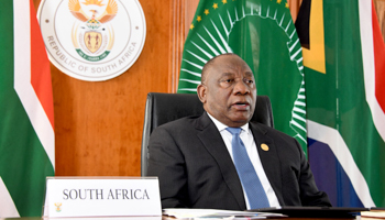 South Africa’s President Cyril Ramaphosa speaks at the Extraordinary China-Africa Summit on Solidarity against COVID-19, Pretoria, South Africa, June 17, 2020 (Xinhua/Shutterstock)