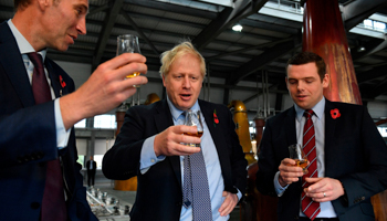 UK Prime Minister Boris Johnson and leader of the Scottish Conservatives Douglas Ross (Daniel Leal-Olivas/AP/Shutterstock)