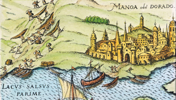 A 16th century drawing of the mythical city of El Dorado, near the Essequibo river (Granger/Shutterstock)