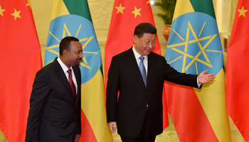 Prime Minister Abiy Ahmed visits Beijing, during which he negotiated the restructuring of USD4bn of Chinese loans, April 24, 2019 (PARKER SONG/POOL/EPA-EFE/Shutterstock)