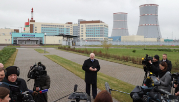 Slef-proclaimed President Alexander Lukashenko at the launch of the Astravets power station (Maxim Guchek/pool/EPA-EFE/Shutterstock)