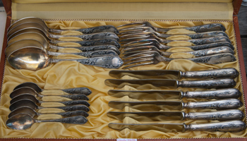 Silver cutlery for sale, Auer Dult fair, Munich (Manfred Bail/imageBROKER/Shutterstock)