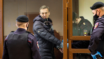 Alexey Navalny attends a court hearing (AP/Shutterstock)