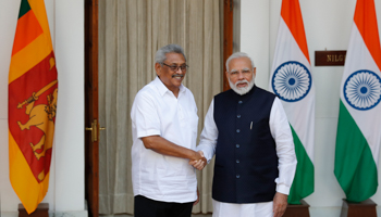Sri Lankan President Gotabaya Rajapaksa (left) and Indian Prime Minister Narendra Modi (right) meeting in Delhi in November 2019 (Manish Swarup/AP/Shutterstock)
