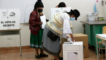 Women voting in Ecuador's general election last month (Dolores Ochoa/AP/Shutterstock)
