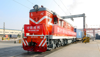 A train leaving Chengdu for Russia and then Europe (Xinhua/Shutterstock) 