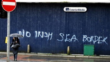 Anti-Irish sea border graffiti in Belfast, United Kingdom (Peter Morrison/AP/Shutterstock)