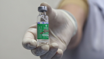 A Covishield vaccine vial (Sanchit Khanna/Hindustan Times/Shutterstock)