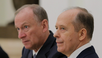 Security Council secretary Nikolay Patrushev (L) and Federal Security Service director Alexander Bortnikov in 2017 (Yuri Kochetkov/Pool/EPA-EFE/Shutterstock)