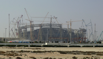 Football World Cup stadium construction in Qatar, December 2019 (Hassan Ammar/AP/Shutterstock)