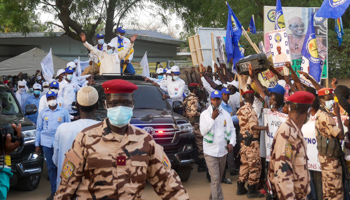  President Idriss Deby  at a campaign rally in N'Djamena, April 6 (JOEL KOUAM/EPA-EFE/Shutterstock)