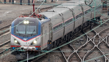 An Amtrak train departs 30th Street Station in Philadelphia, March 31 (Matt Rourke/AP/Shutterstock)
