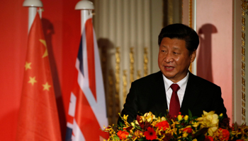 Chinese President Xi Jinping at a Confucius institute in London (Alastair Grant/AP/Shutterstock)