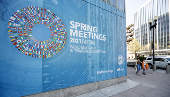 IMF headquarters, Washington DC, April 6 (Xinhua/Shutterstock)