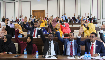 Somali lawmakers vote to extend the president's term, April 12, 2021 (Said Yusuf Warsame/EPA-EFE/Shutterstock)