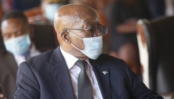 Former South African President Jacob Zuma attends the memorial for the late Zulu monarch, King Goodwill Zwelithini at the KwaKhethomthandayo Royal Palace, Nongoma, South Africa, March 18 (Phill Magakoe/POOL/EPA-EFE/Shutterstock)