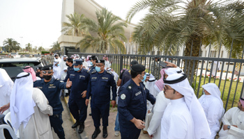Protests outside Kuwait’s parliament, March 30 (Noufal Ibrahim/EPA-EFE/Shutterstock)