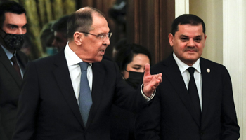 Libyan Prime MinisterAbdul Hamid Dbeibah (R) and Russian Foreign Minister Sergei Lavrov (L) (Yuri Kochetkov/EPA-EFE/Shutterstock)