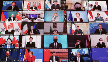 World leaders virtually attend the Leaders’ Summit on Climate, April 22 (Mustafa Kamaci/AP/Shutterstock)