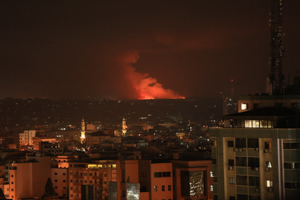 Fires from Israeli air strikes in Gaza, May 10, 2021 (APAImages/Shutterstock)