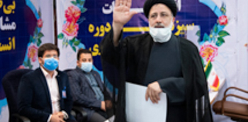 Judiciary chief Ibrahim Raisi registering to stand in the June 18 presidential election (Sobhan Farajvan/Pacific Press/Shutterstock)