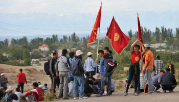 Protestors near a village affected by Kumtor mining, 2013 (Vladimir Voronin/AP/Shutterstock)