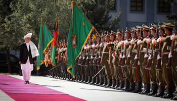 President Mohammad Ashraf Ghani with a guard of honour at the presidential palace (Hedayatullah Amid​/EPA-EFE/​Shutterstock)