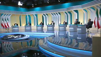 TV debate of candidates ahead of the June 18 Iranian presidential election, June 12 (Morteza Fakhri Nezhad/AP/Shutterstock)