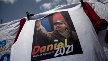 A t-shirt depicting Nicaraguan President Daniel Ortega, for sale in Managua, July 2020 (Jorge Torres/EPA-EFE/Shutterstock)
