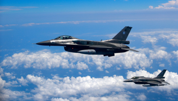 Two F16 Fighting Falcon jet fighters flying over the Black Sea, July 2021(Robert Ghement/EPA-EFE/Shutterstock)