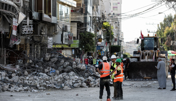 Egyptian crews removing rubble caused by Israeli air strikes in Gaza, June 2021 (APAImages/Shutterstock)