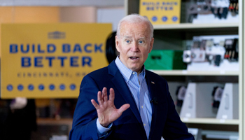 President Joe Biden visits a centre that trains apprentice electricians in Cincinnati, July 21, 2021 (Andrew Harnik/AP/Shutterstock)