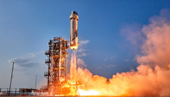 Launch of the Blue Origin rocket carrying Jeff Bezos (Blue Origin/ZUMA Press Wire/Shutterstock)