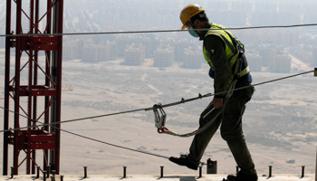 Chinese worker in Cairo, Egypt (Khaled Elfiqi/EPA-EFE/Shutterstock)