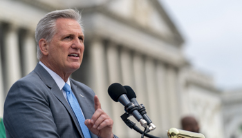 House Minority Leader Kevin McCarthy speaks at a news conference on the steps of the Capitol in Washington DC, July 29 (Andrew Harnik/AP/Shutterstock)