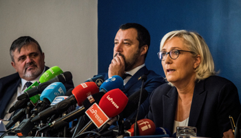 Marine Le Pen, leader of France's National Rally, and Matteo Salvini, leader of Italy's League party (Alessandro Serrano'/AGF/Shutterstock)