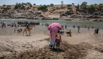 Tigrayan refugees flee across the border into Sudan during the early days of the conflict, November 21, 2020 (Nariman El-Mofty/AP/Shutterstock)