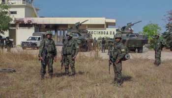 Rwandan troops secure the airport after capturing Mocimboa da Praia, August 9, 2021 (Marc Hoogsteyns/AP/Shutterstock)