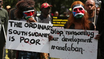 South Sudanese protest in Kenya against corrupt South Sudanese officials, October 11 , 2018 (Brian Inganga/AP/Shutterstock)