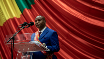 President Faustin-Archange Touadera delivers a speech at his inauguration, March 30 (Adrienne Surprenant/AP/Shutterstock)