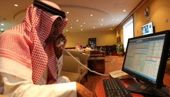 Trader at the Saudi stock exchange, 15 October 2018 (Ahmed Yosri/EPA-EFE/Shutterstock)