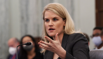 Former Facebook employee Frances Haugen testifies before US Senate Subcommittee on Consumer Protection, Product Safety and Data Security  on October 5 (Lenin Nolly/NurPhoto/Shutterstock)