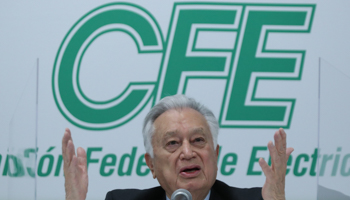 CFE Director General Manuel Bartlett speaks at a press conference in Mexico City, June (Mario Guzman/EPA-EFE/Shutterstock)