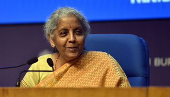 Finance Minister Nirmala Sitharaman at the September 16 press conference in which she outlined details about the National Asset Reconstruction Company Limited (Sanjeev Verma/Hindustan Times/Shutterstock)