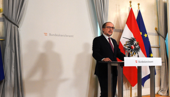 Austria's Chancellor Alexander Schallenberg speaks following his inauguration (Xinhua/Shutterstock)