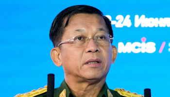 Myanmar junta chief Min Aung Hlaing (Alexander Zemlianichenko/AP/Shutterstock)