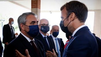 President of Les Hauts de France region Xavier Bertrand and President Emmanuel Macron (Ludovic Marin/POOL/EPA-EFE/Shutterstock)