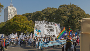 Argentine social movements march on the day of San Cayetano, the patron saint of labour (Esteban Osorio/Pacific Press/Shutterstock)