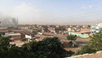 Smoke rises in Khartoum today amid a military coup (Xinhua/Shutterstock)