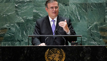 Foreign Minister Marcelo Ebrard addresses the UN General Assembly, September 23 (Mary Altaffer/AP/Shutterstock)